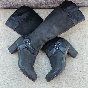 Clarks Women Boots Black Leather Upper 31520 Tall Boots Shoes Size 6.5M
